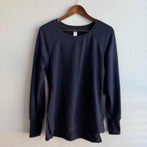 90 Degree by Reflex Dark Navy Blue Crewneck Sweatshirt with Thumbholes Top C
